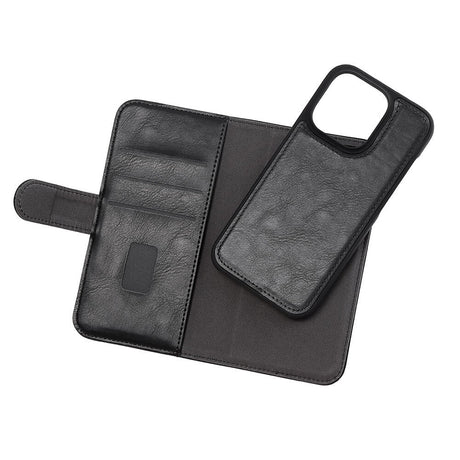 iPhone 14 Pro GEAR Wallet - Læder Flip 2-i-1 Cover m. Pung - Sort