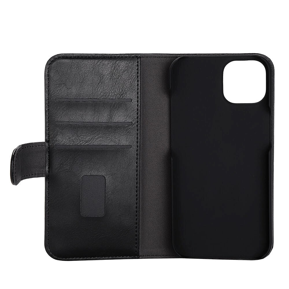 iPhone 14 GEAR Wallet - Læder Flip 2-i-1 Cover m. Pung 3 Kort - Sort