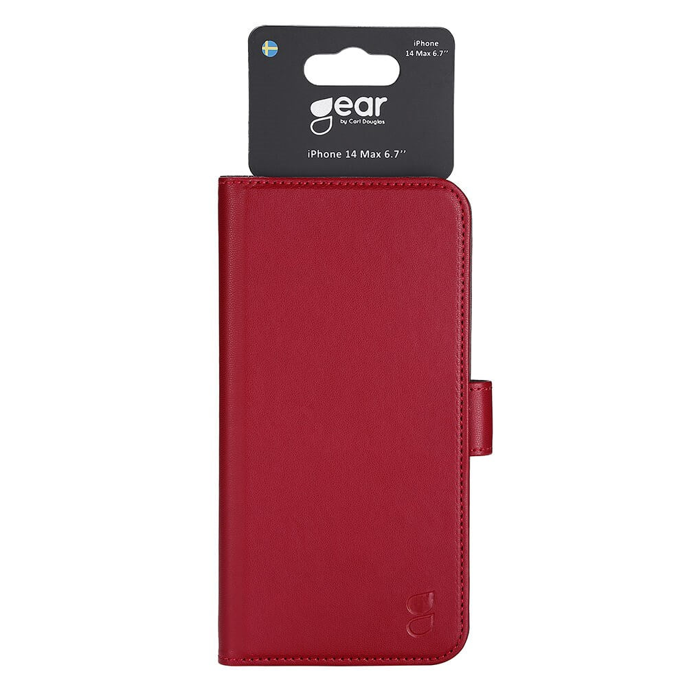 iPhone 14 Plus GEAR Wallet - Læder Flip Cover m. Pung til 3 Kort - Rød