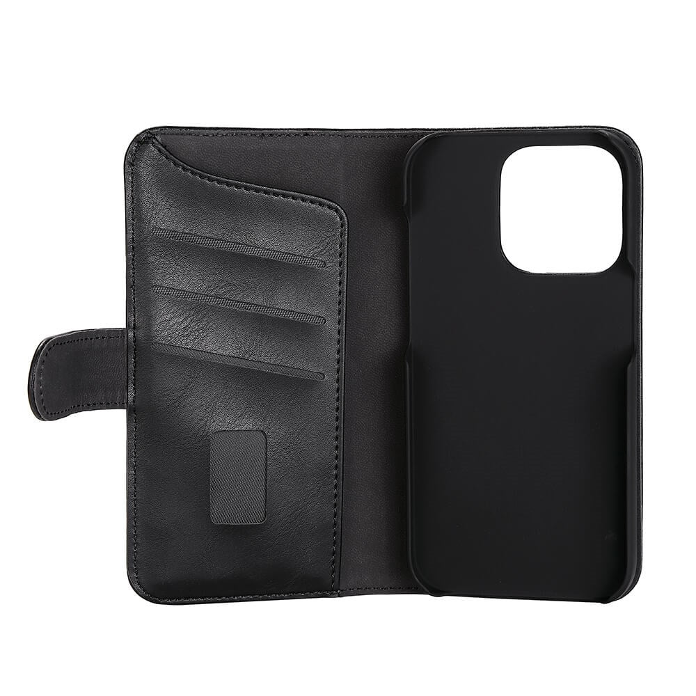 iPhone 14 Pro GEAR Wallet - Læder Flip Cover m. Pung til 3 Kort - Sort