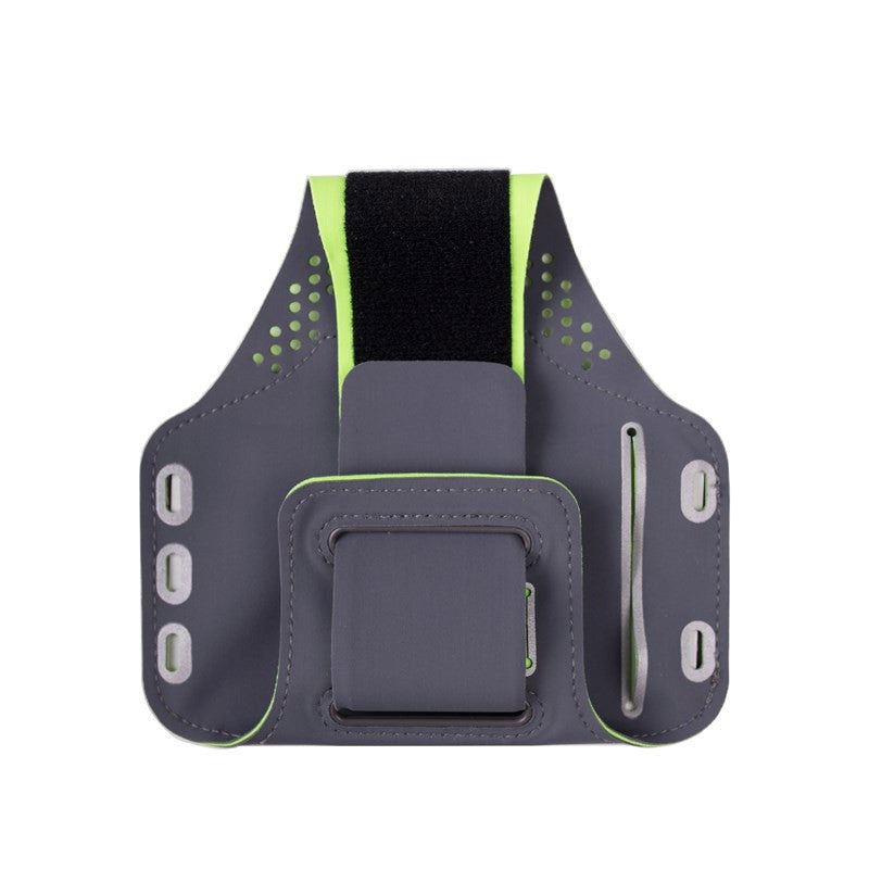 GEAR Universal Sportsarmbånd til Smartphone m. Lomme til Nøgle & Reflekskant (Maks. Mobil: 70 x 140mm) - Grå / Grøn
