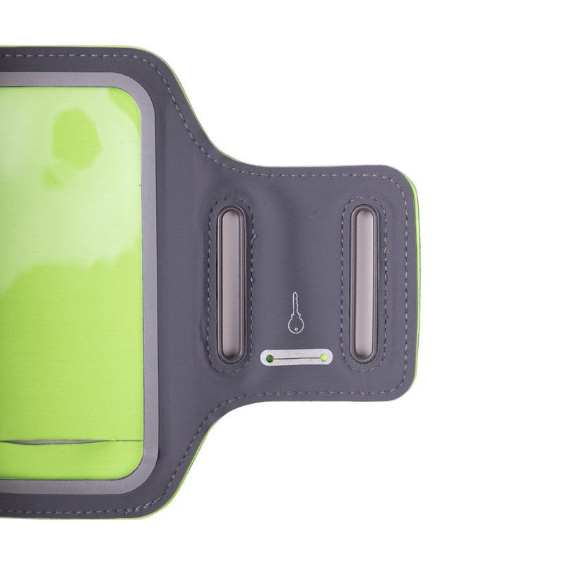 GEAR Universal Sportsarmbånd til Smartphone m. Lomme til Nøgle & Reflekskant (Maks. Mobil: 70 x 140mm) - Grå / Grøn