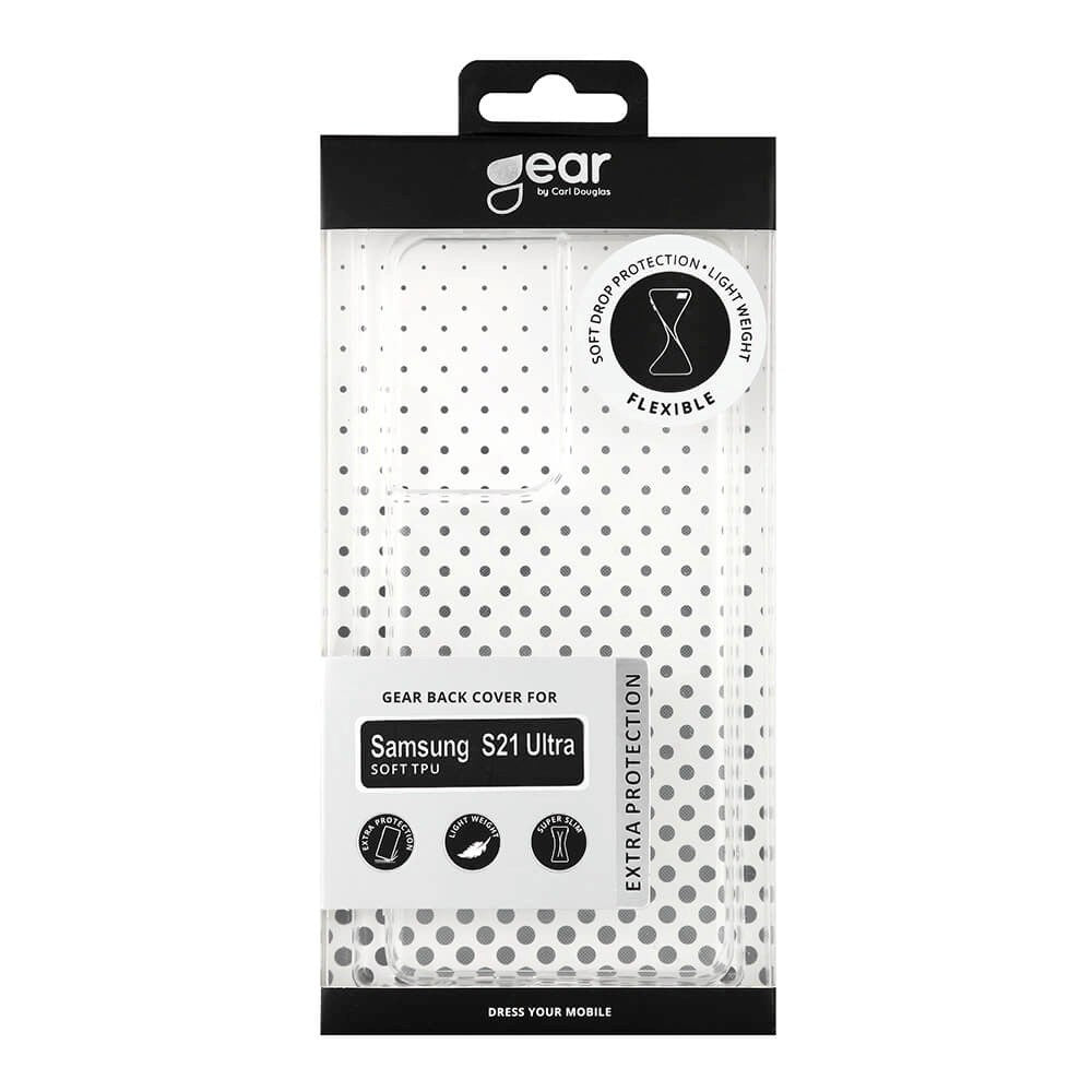 Samsung Galaxy S21 Ultra GEAR Fleksibelt Plastik Bagside Cover - Gennemsigtig