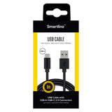 Smartline (3A/15W) USB2.0 - USB-C Kabel 1 m. - Sort