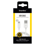 Smartline (3A/15W) USB2.0 - USB-C Kabel 2 m. - Hvid