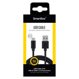 Smartline (3A/15W) USB2.0 - USB-C Kabel 2 m. - Sort