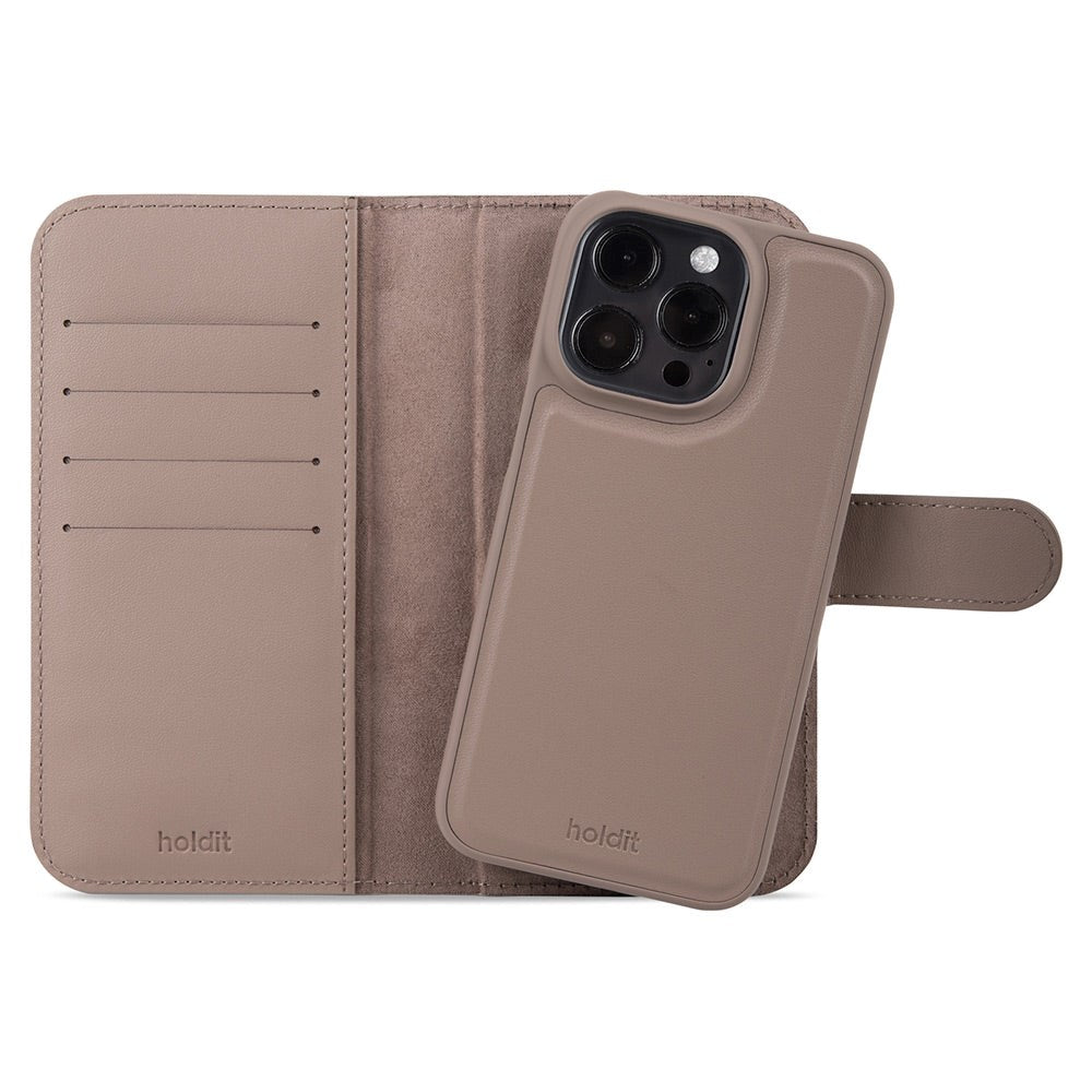 Holdit iPhone 15 Pro Wallet Case Magnet Plus - Flip Cover - Mocha Brown