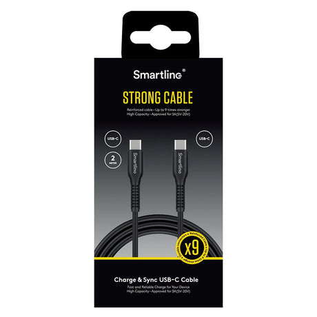 Smartline Strong USB-C til USB-C Kabel 2 Meter - Sort