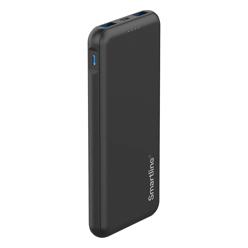 Smartline 22.5W Powerbank - 1 x USB-A (QC) & 2 x USB-C (PD) - 10000 mAh - Sort