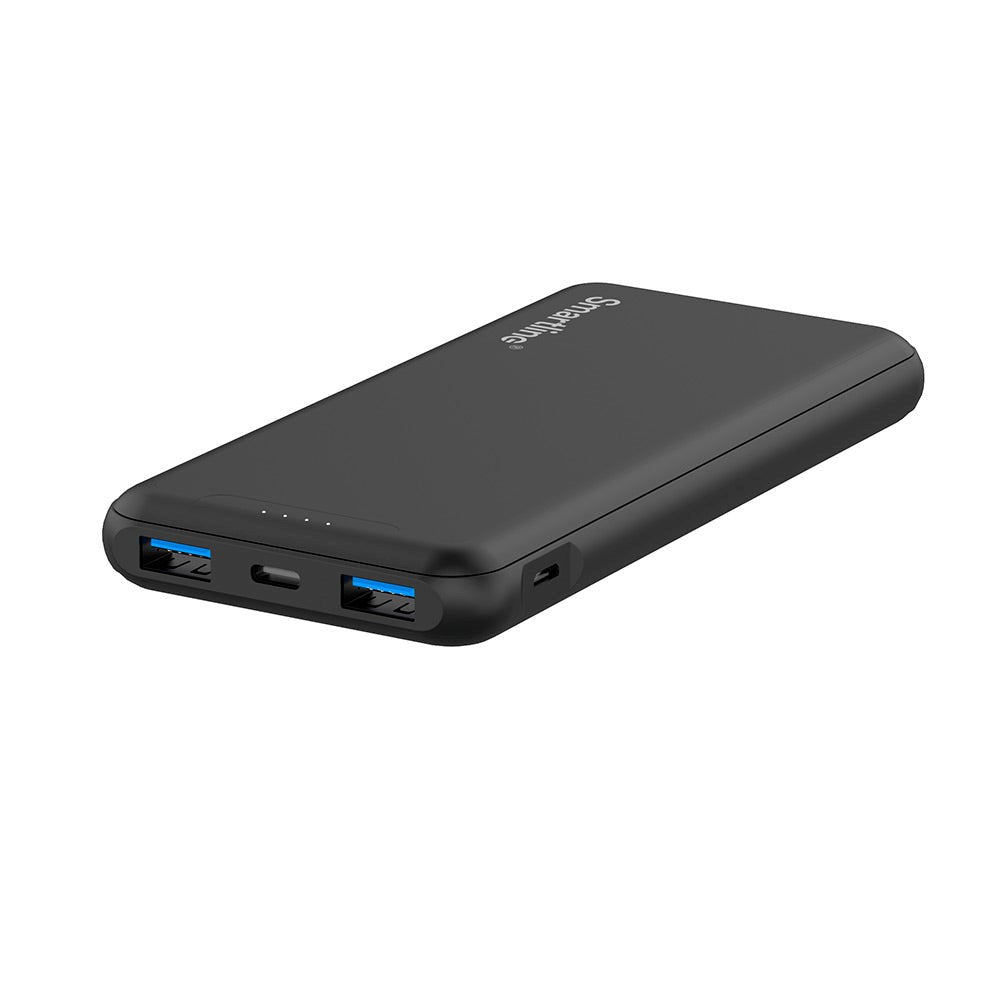 Smartline 22.5W Powerbank - 1 x USB-A (QC) & 2 x USB-C (PD) - 10000 mAh - Sort