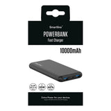 Smartline 22.5W Powerbank - 1 x USB-A (QC) & 2 x USB-C (PD) - 10000 mAh - Sort