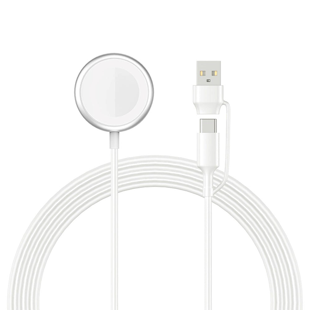 Smartline 2-i-1 Apple Watch Trådløs Oplader m. Magnet - 2,5W - 1m. - Hvid