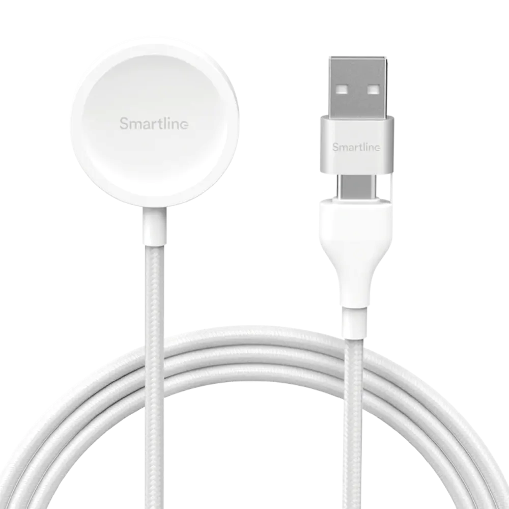 Smartline Apple Watch Oplader m. USB-A & USB-C - 1m - Hvid