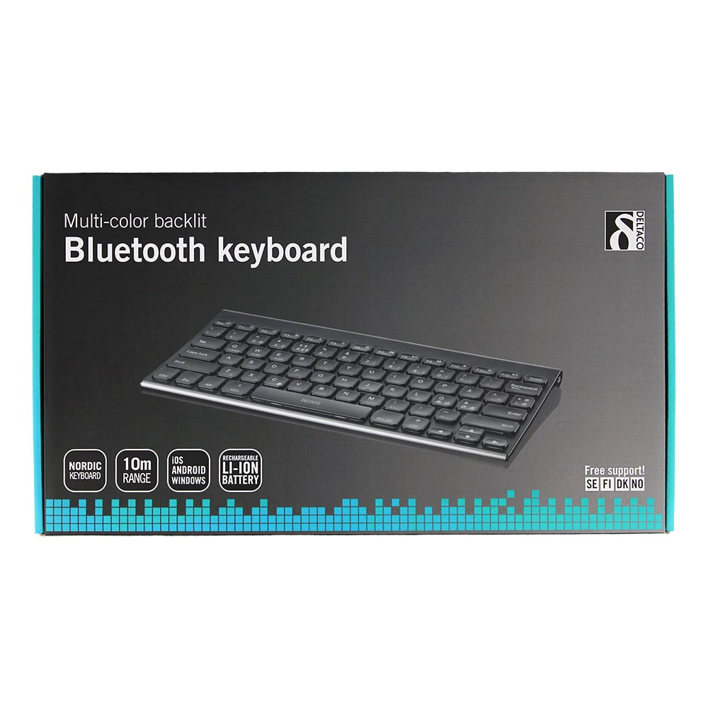 Universal Deltaco Bluetooth Keyboard TB-630 m. Dansk Tastatur og Baggrundsbelysning- Sort