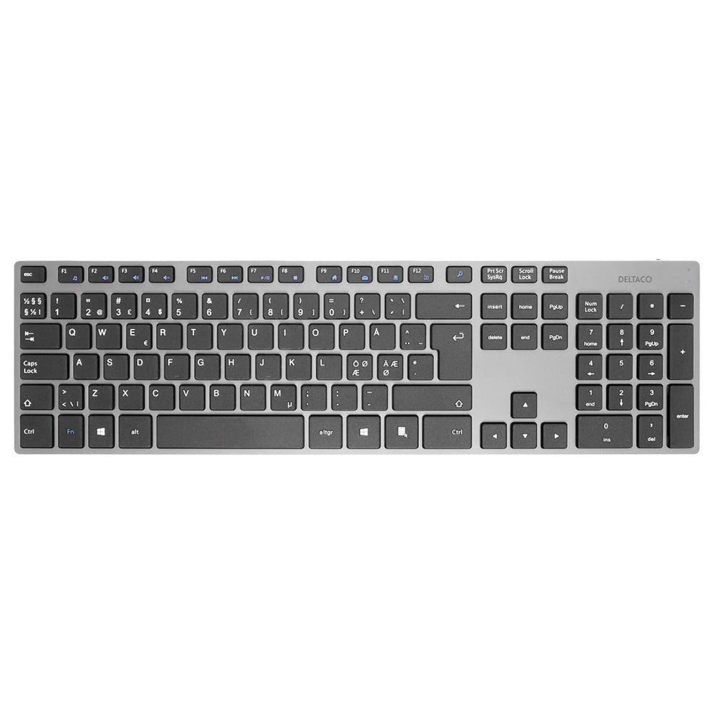 Deltaco Slim Aluminium Wireless Tastatur - Sort