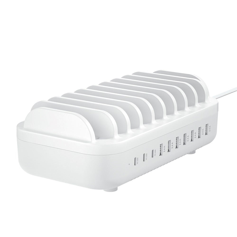 Deltaco Docking Station 10 Port 120W m. 7 x USB-A & 3 x USB-C - Hvid