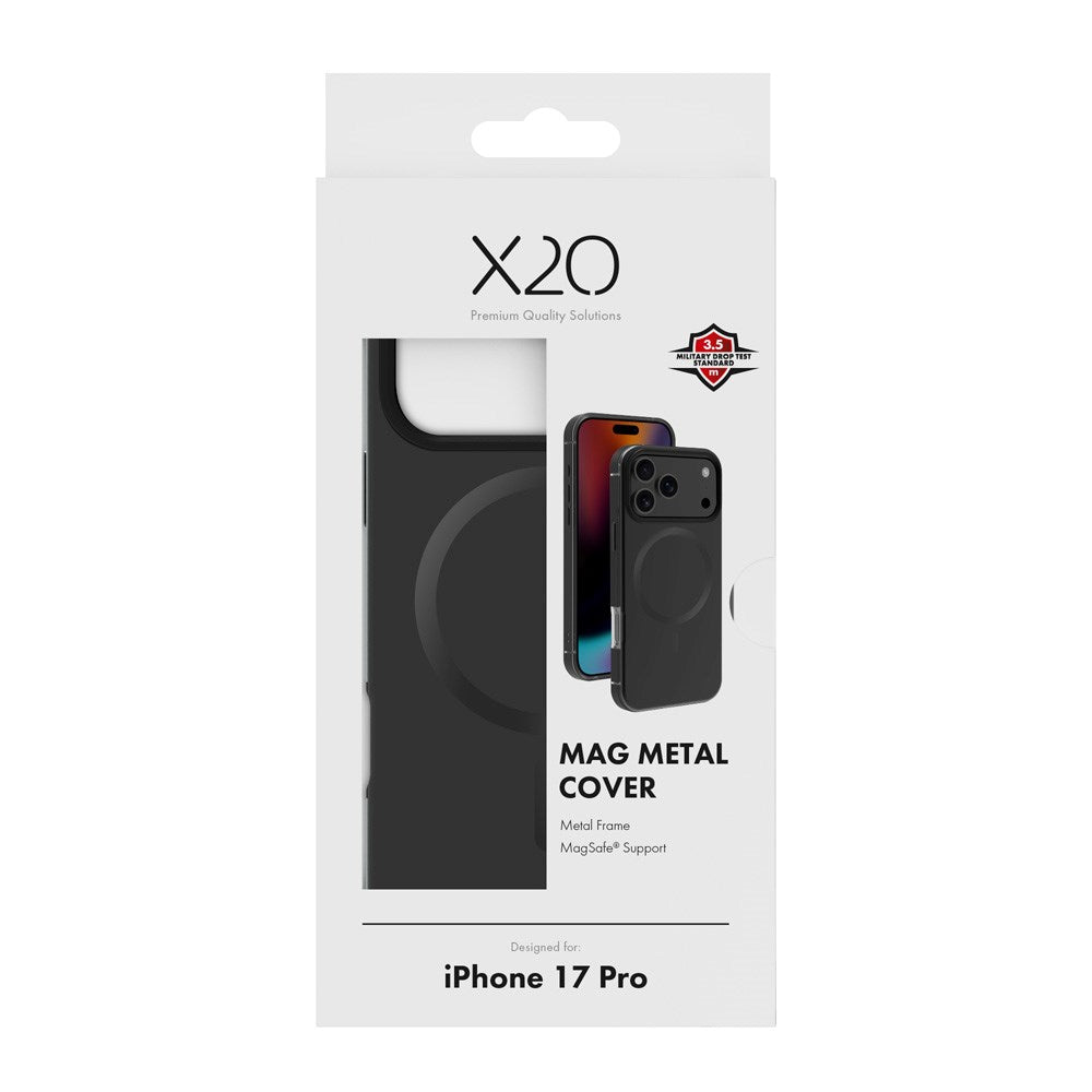 iPhone 17 Pro X2O Mag Metal Mobil Cover - MagSafe Kompatibel - Sort