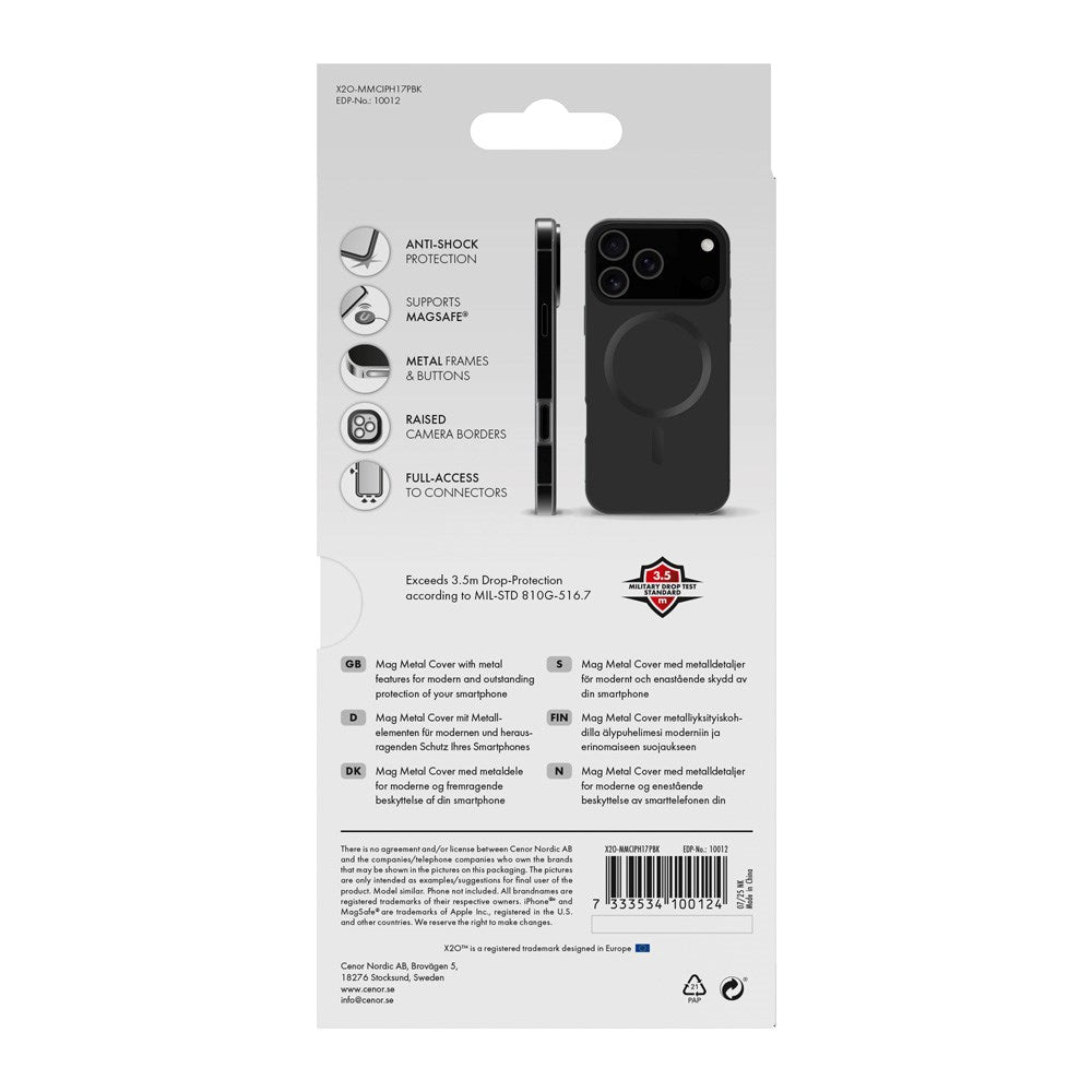 iPhone 17 Pro X2O Mag Metal Mobil Cover - MagSafe Kompatibel - Sort