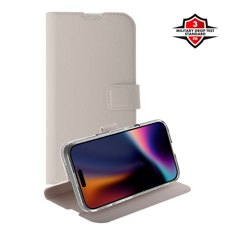 iPhone 17 Pro X2O Classic Wallet Flip Case m. Pung & Ståfunktion - Beige