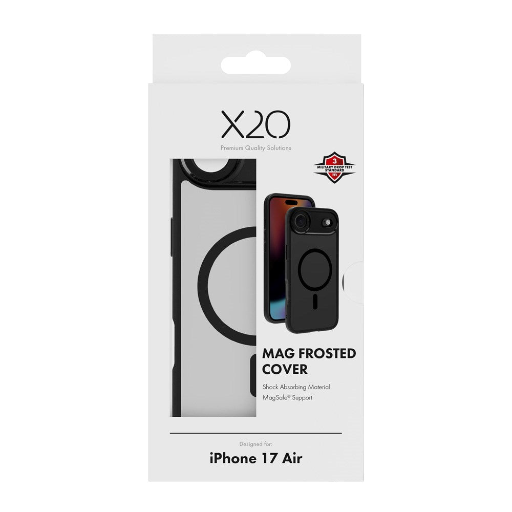 X2O iPhone Air Mag Frosted Mobil Cover - MagSafe Kompatibel - Mat Sort