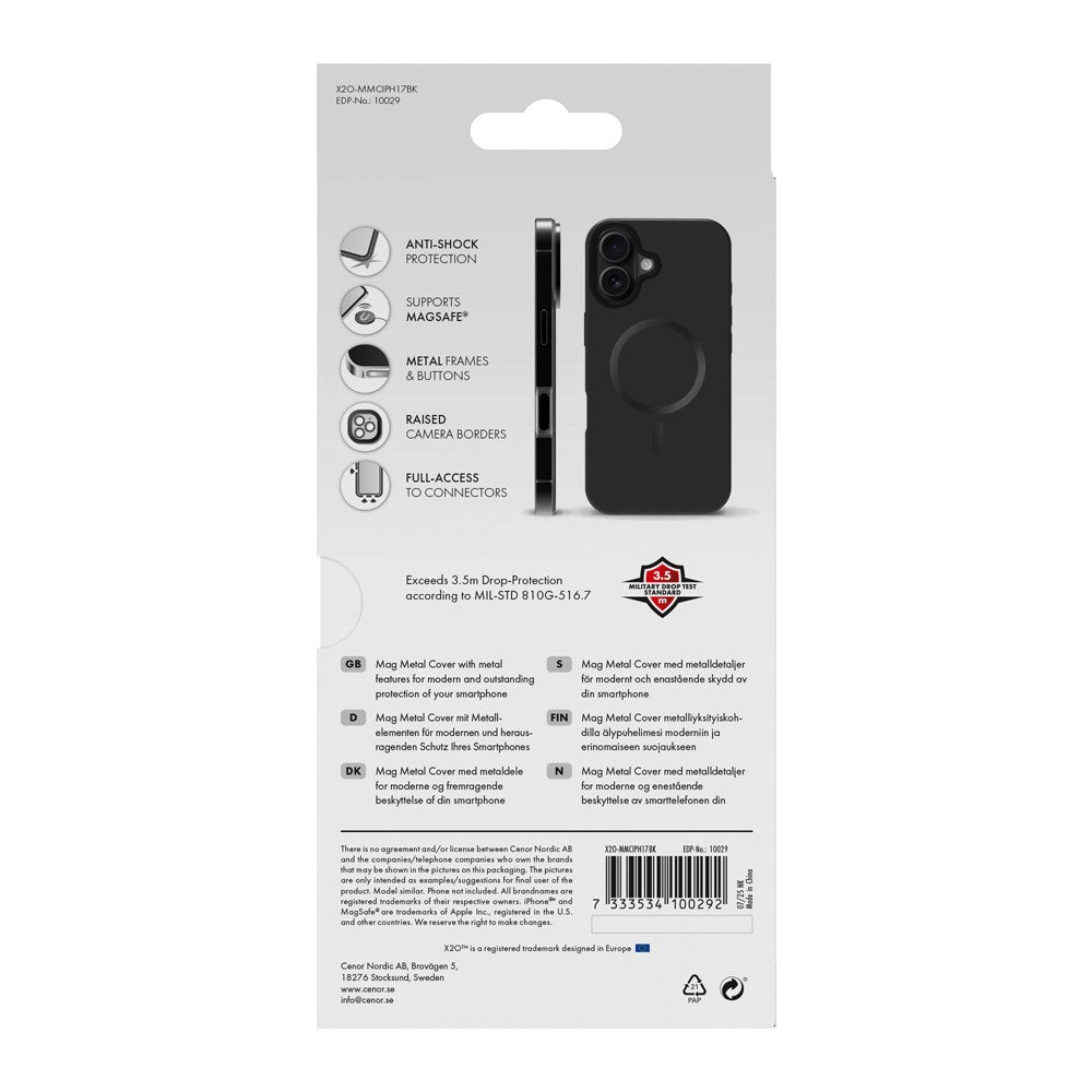 iPhone 17 X2O Mag Metal Mobil Cover - MagSafe Kompatibel - Sort
