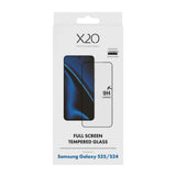 X2O Samsung Galaxy S25 / S24 9H Hærdet Skærmbeskyttelsesglas - Full Fit - Gennemsigtig