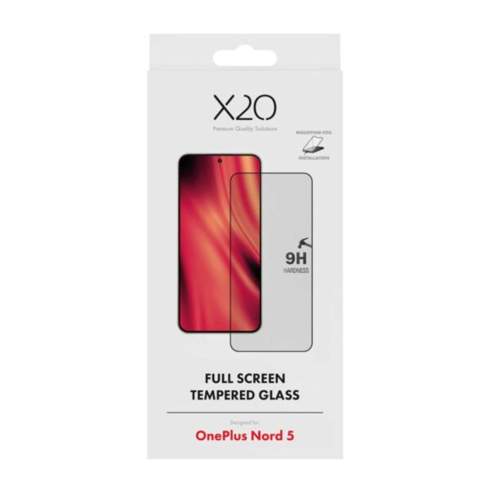 X2O OnePlus Nord 5 / 15R 9H Hærdet Skærmbeskyttelsesglas - Full Fit - Gennemsigtig