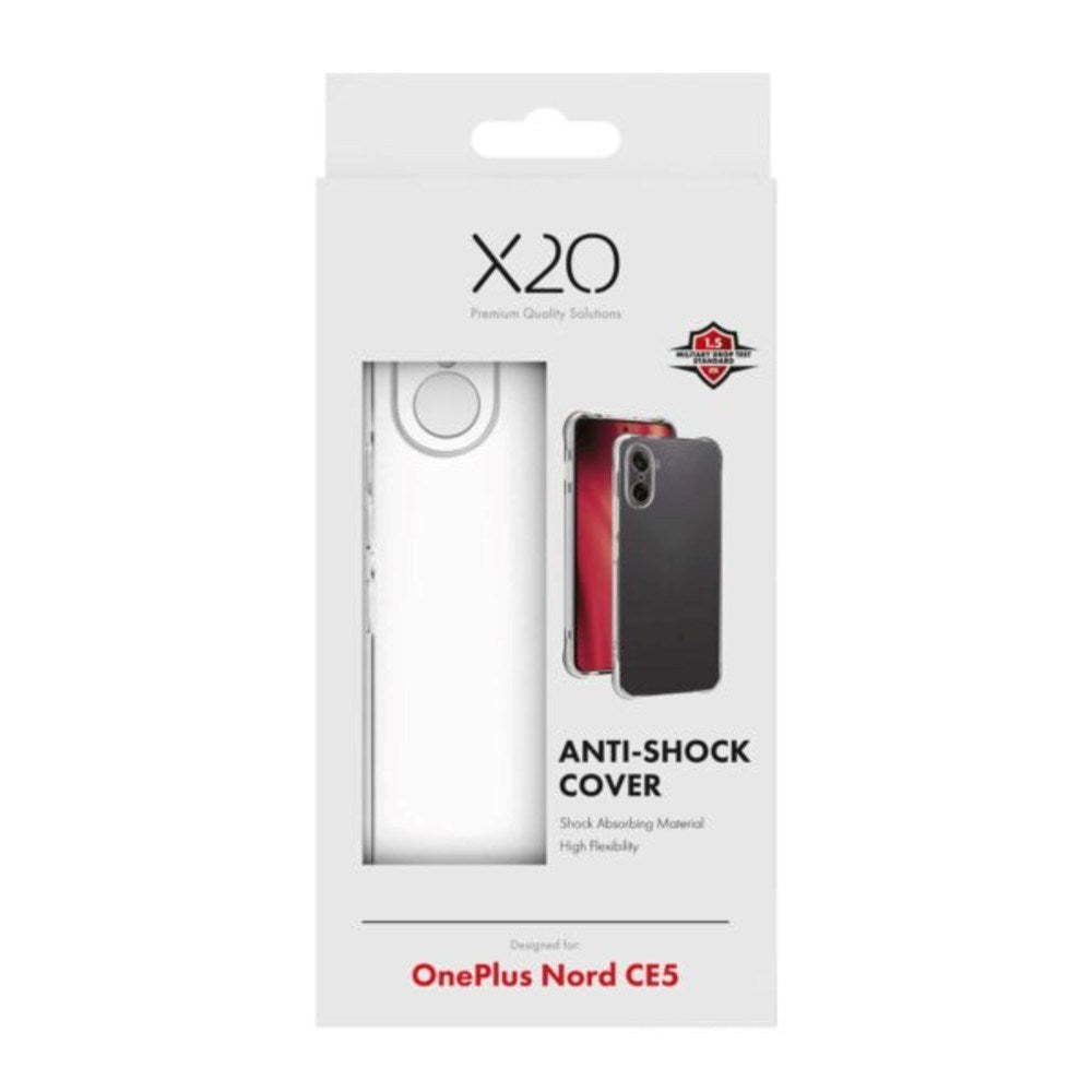 OnePlus Nord CE5 X2O Anti-Shock Plast Bagside Cover - Gennemsigtig