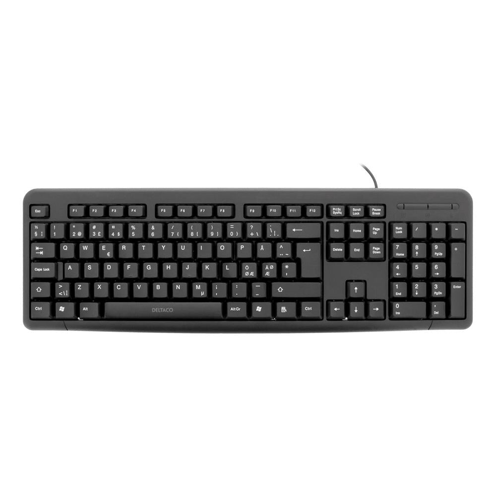 Deltaco Wired Tastatur m. Nordisk Layout - Sort