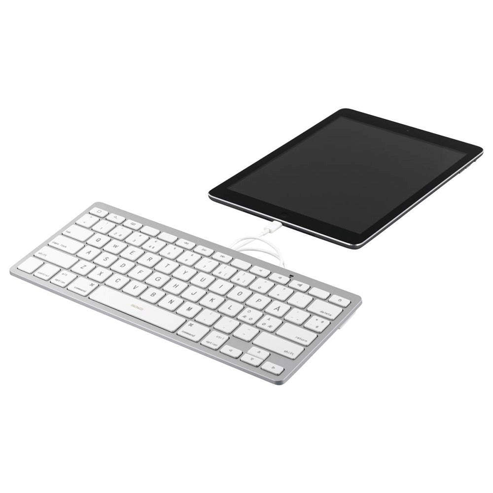 Deltaco Lightning Keyboard til iPad m. Nordisk Layout - Hvid / Sølv