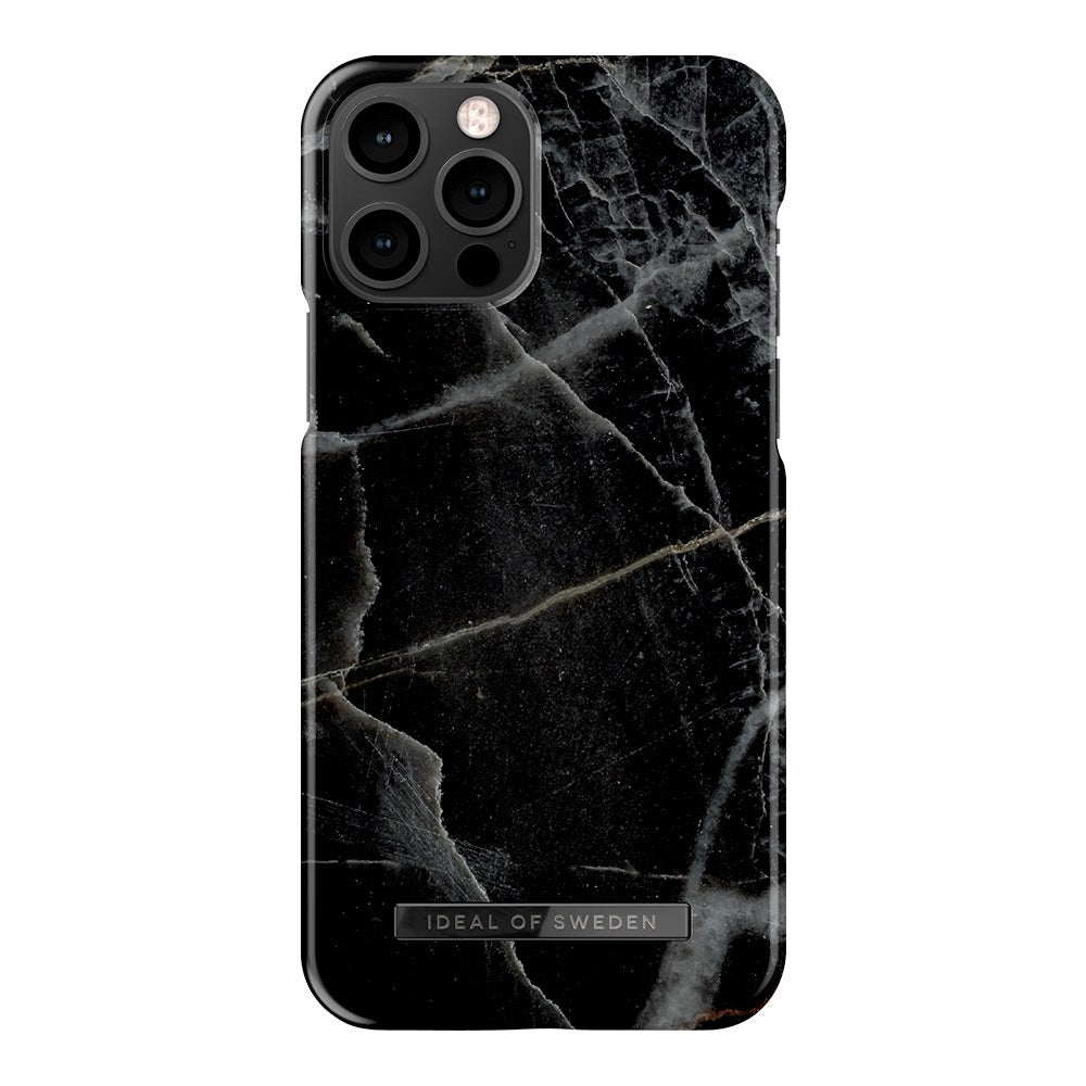 iDeal Of Sweden iPhone 12 / 12 Pro Fashion Cover Black Thunder Marble