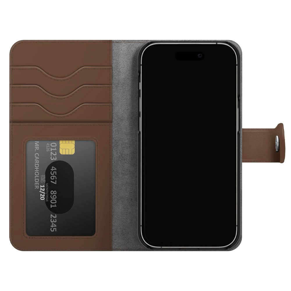 iDeal Of Sweden iPhone 15 Plus Magnet Wallet+ Flip Cover - Brun