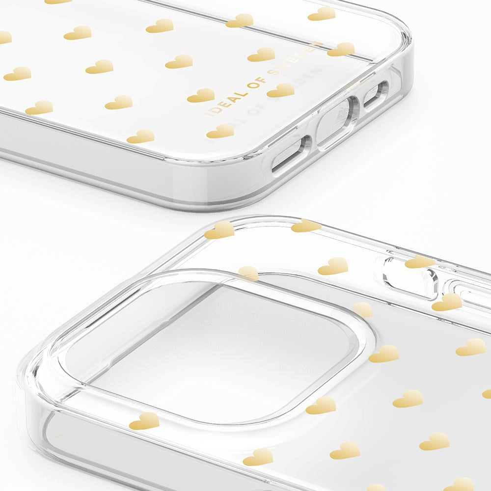 iPhone 15 Pro iDeal Of Sweden Clear Case - Golden Hearts