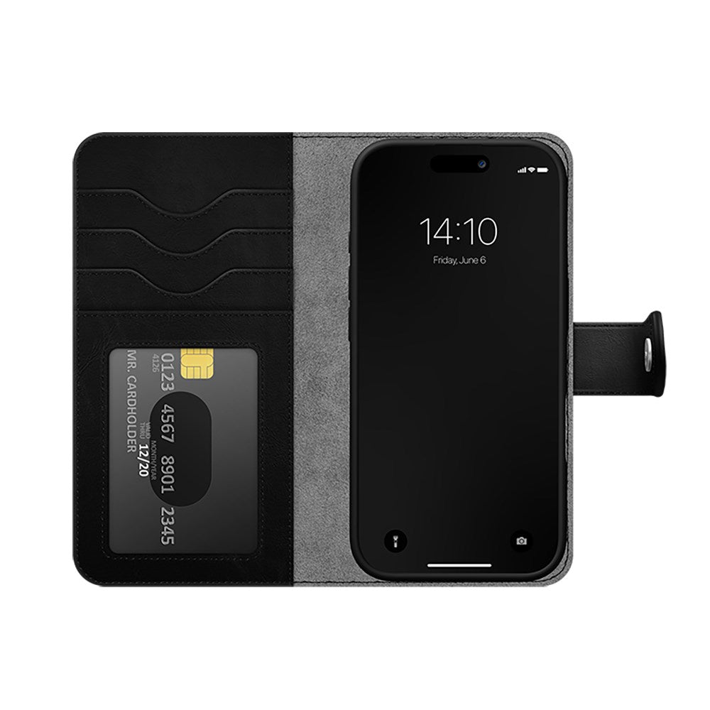 iDeal Of Sweden iPhone 16 Magnet Wallet+ Flip Cover - Black