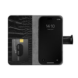 iDeal Of Sweden iPhone 16 Magnet Wallet+ Flip Cover - Black Croco