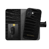 iDeal Of Sweden iPhone 16 Magnet Wallet+ Flip Cover - Black Croco