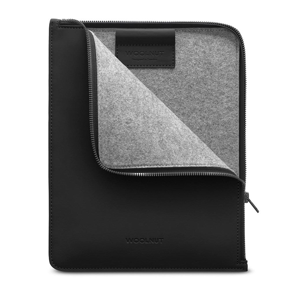 Woolnut PU Læder Folio Sleeve Til iPad / Tablet (295 x 230mm) - Sort