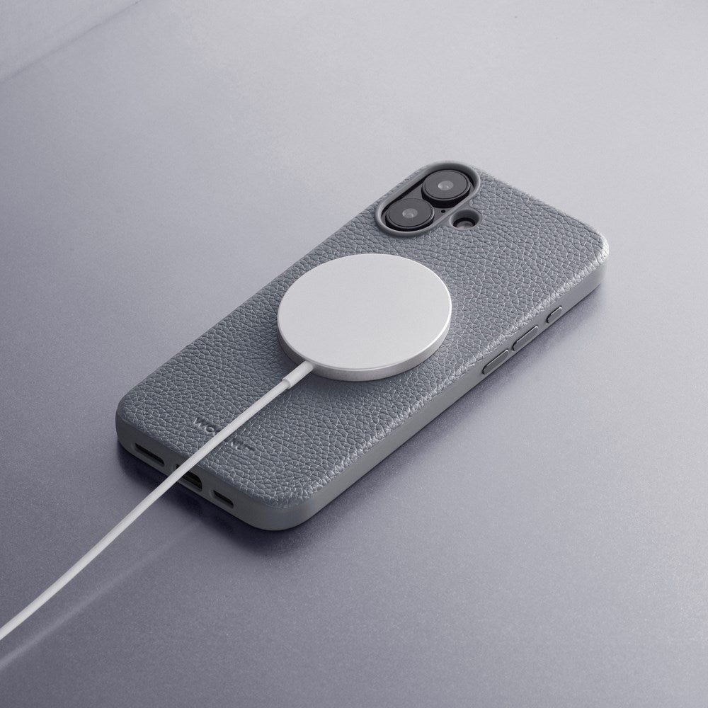 iPhone 16 Plus WOOLNUT Ægte Læder Bagside Cover - MagSafe Kompatibel - Grå