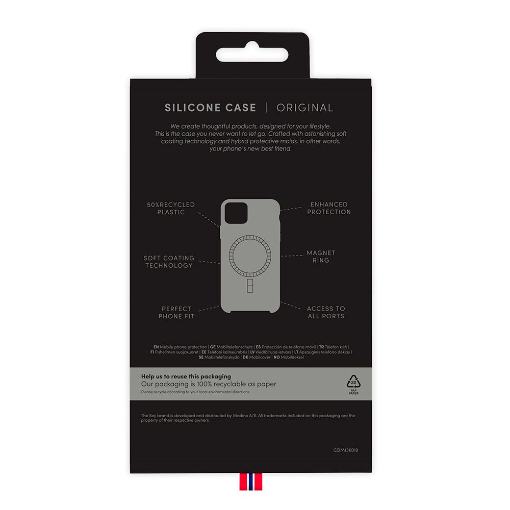 iPhone 13 Mini Key Magnetisk Silikone Bagside Cover - Antibakteriel - Sort