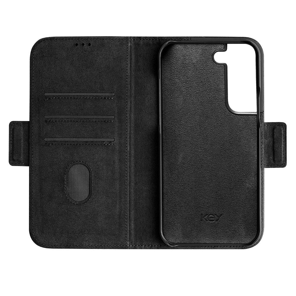 Samsung Galaxy S22 Key Nordfjord Slim Wallet Læder Cover m. Pung - Sort