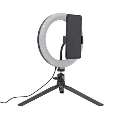 White Shark 1200lm Ring Light - Tripod - Mobilholder - 20cm - Sort