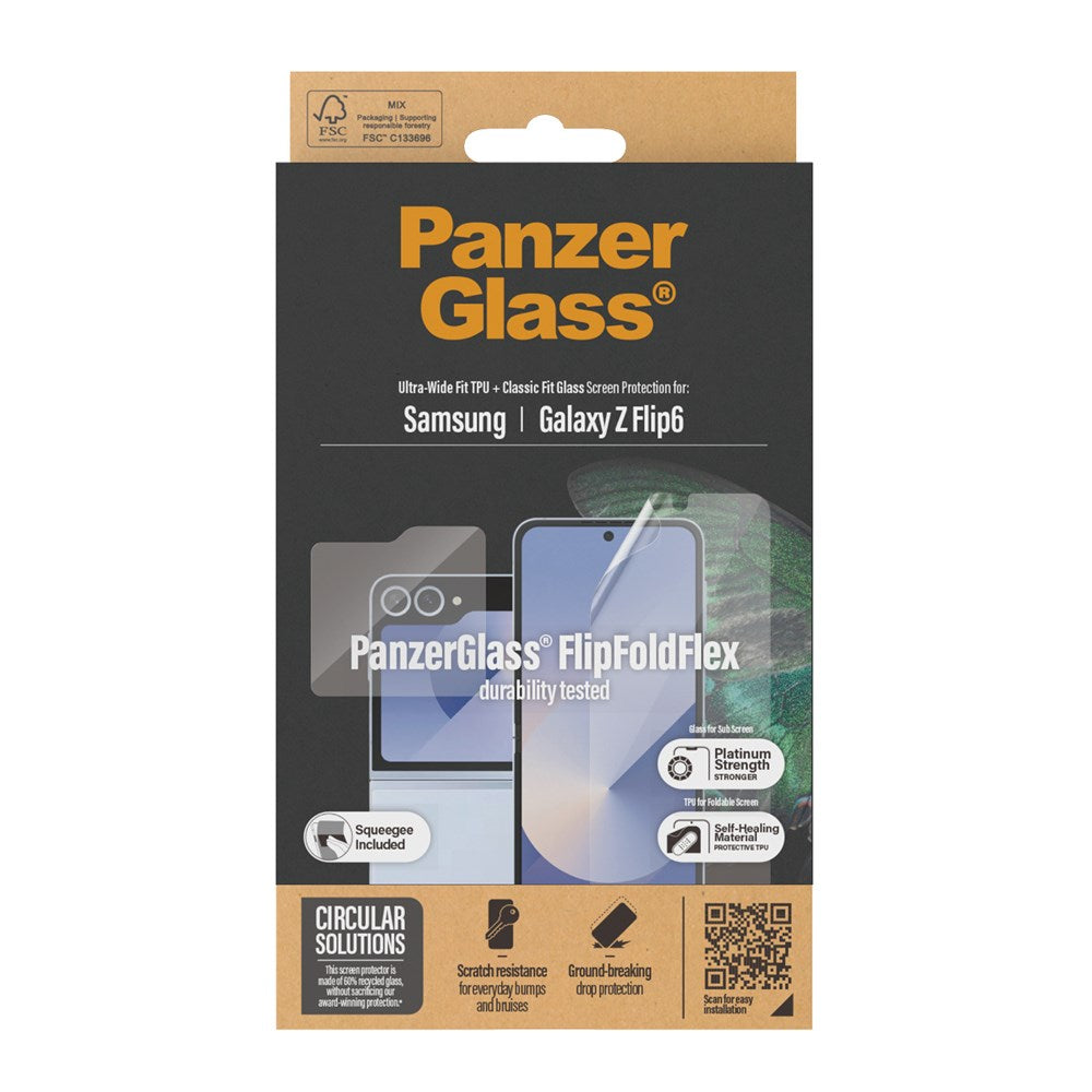 Samsung Galaxy Z Flip6 PanzerGlass FlipFoldFlex Beskyttelsesglas - Platinum Strength - Gennemsigtig