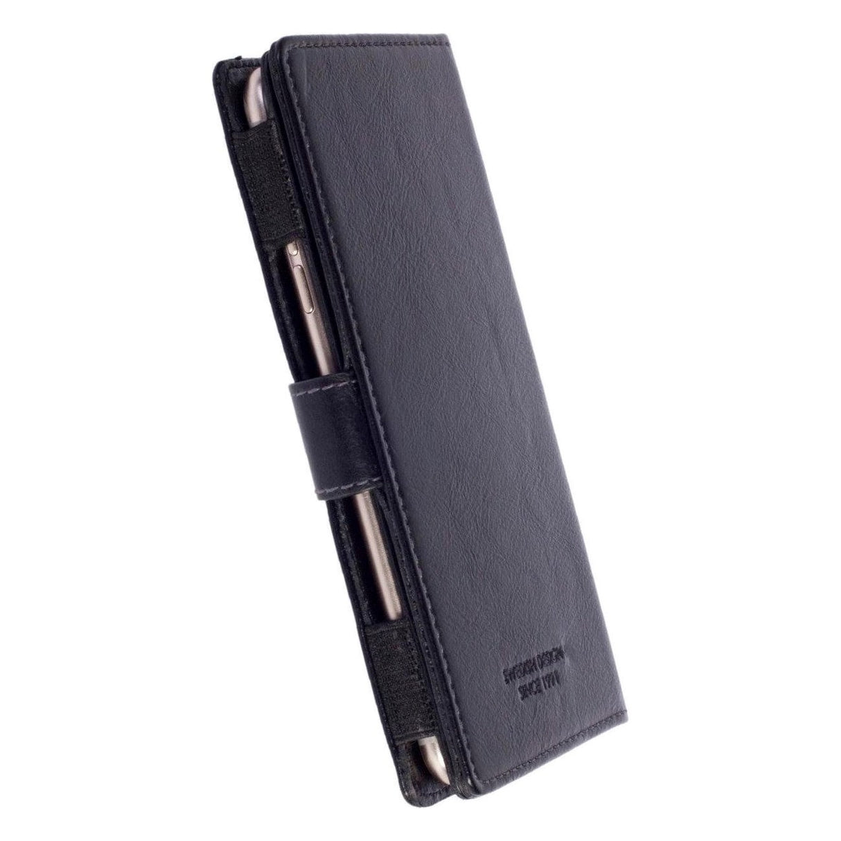 Krusell Sigtuna FolioWallet Universal Læder Flip Cover - Sort (Maks. Mobil: 155 x 75 x 10 mm)