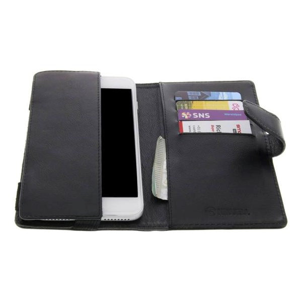 Krusell Sigtuna FolioWallet Universal Læder Flip Cover - Sort (Maks. Mobil: 155 x 75 x 10 mm)