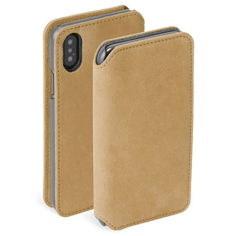 Krusell Broby Slim Wallet iPhone XS/X Ruskind Flip Cover - Beige