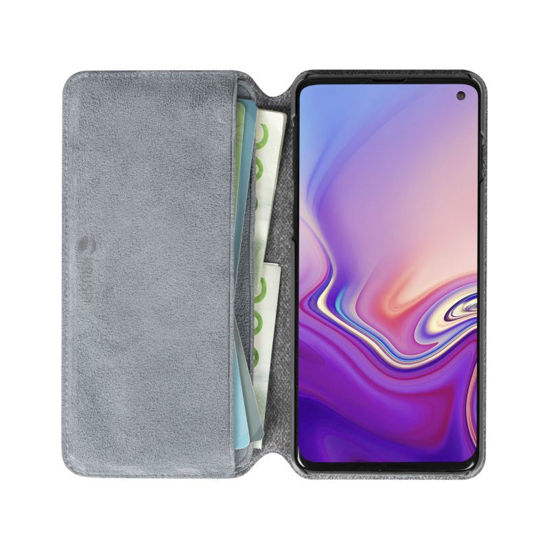 Samsung Galaxy S10 Krusell Broby Slim Wallet Ruskind Flip Cover - Grå