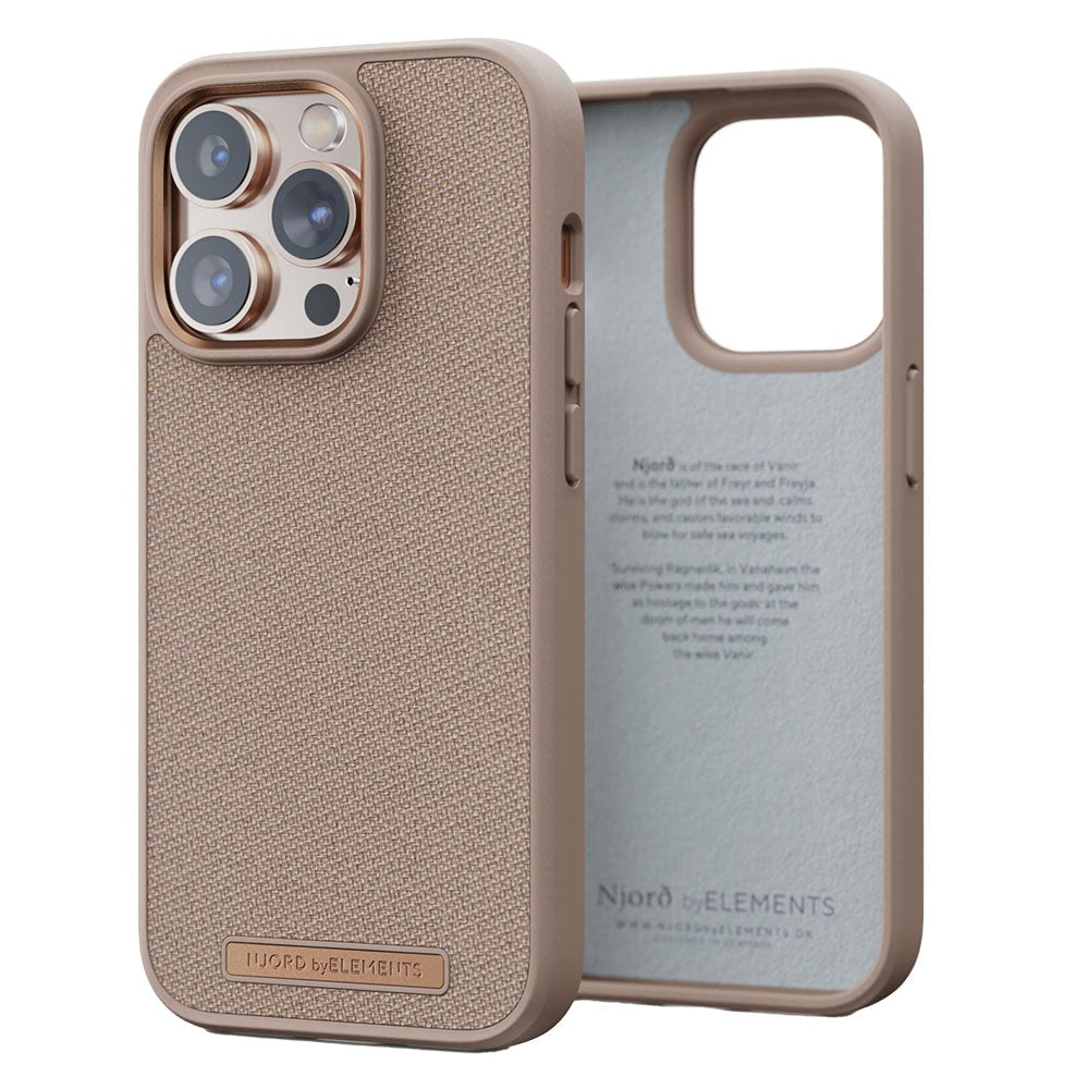 iPhone 14 Pro Tekstil Cover Njord by Elements - Just / Rose Gold