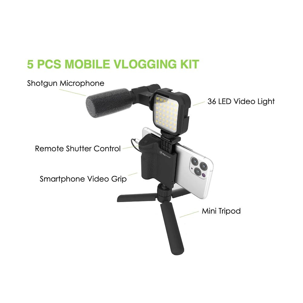 Digipower Follow Me Vlogging Kit m. Stativ til Smartphone m. Fjernbetjening & Mikrofon - Sort