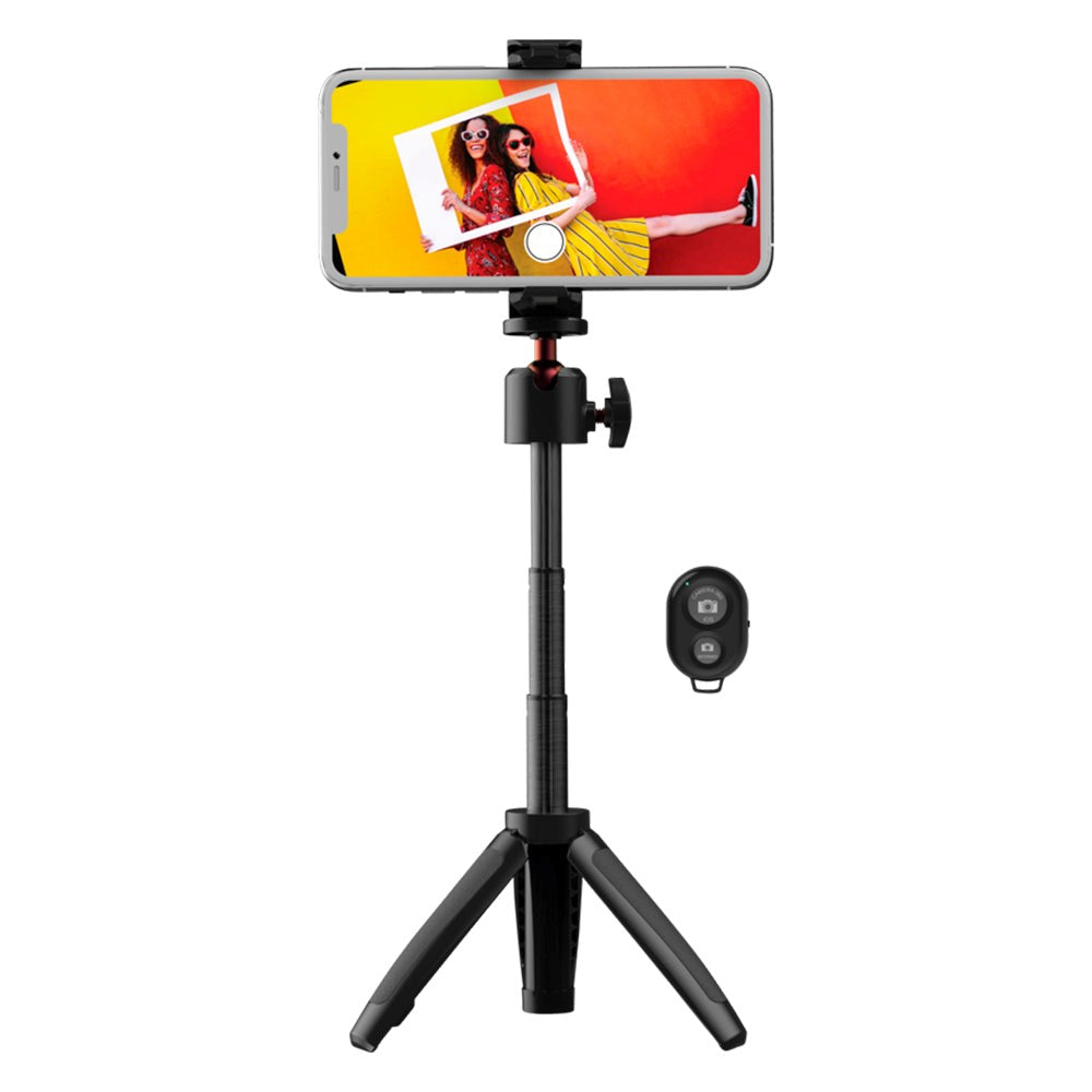 Digipower Mini 3 Extendable Tripod til Smartphone m. Bluetooth Fjernbetjening - Maks Mobil: 60 - 90mm - Sort