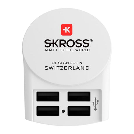 Skross Vægoplader m. 4 x USB-A 24W - Hvid